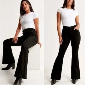 Abercrombie & Fitch The Flare Ultra High Rise Black Jeans Women's 32 / 14 R